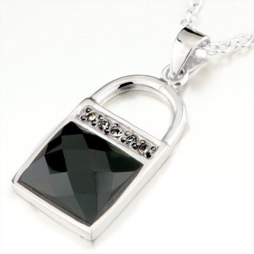 Pugster Silver Black Bag Crystal Pendant Necklace Murano Glass