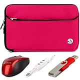 Magenta Neoprene Laptop Sleeve for Asus UL50At / U53SD / U53Jc / U56E / S56CM / S56CA / U500VZ / S500CA / UX52VS / S550CA / S550CM 15.6-inch Ultrabook Laptops + Black SumacLife Wireless Mouse + Black 4GB Thumbdrive + Kallin 3 Port USB Hub & Micro USB Cable