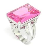 Bold & Elegant Solitaire Cocktail Ring Pink Topaz CZ