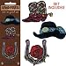 Novelty Iron on Patch - Western & Country Themed Assorted Set of Three Hat Boots and Horseshoe - App