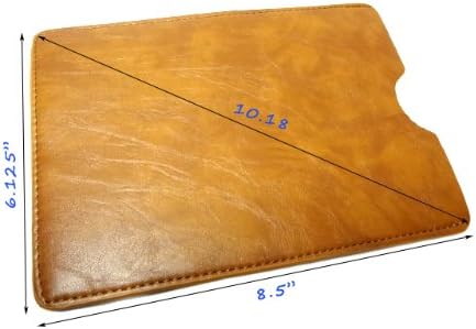 GSAstore - 8.5" Padded Leather Grained Slim Pouch, Case, Sleeve for iPad Mini, Kindle Fire HD 7 - Caramel Brown