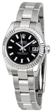 Rolex Datejust Black Index Dial Oyster Bracelet 18k White Gold Fluted Bezel Ladies Watch 179174BKSO