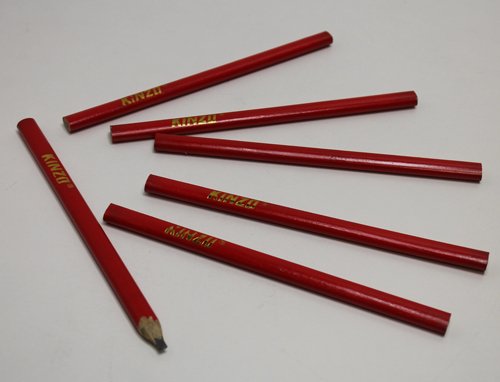 Zimmermannsbleistifte breit, 6x Zimmermann Handwerker Bleistift 17,5cm rot