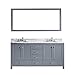 Virtu USA Caroline Avenue 72 inch Double Sink Bathroom Vanity Set in Grey w/Round Undermount Sink, Italian Carrara White Marble Countertop, No Faucet, 1 Mirror - GD-50072-WMRO-GR