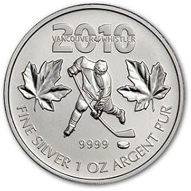 2010 Canadian Maple Hockey Player .9999 Silver Coin 2010 Silver Olympic Coin From the Future