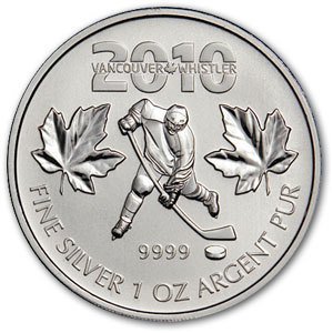 2010 Canadian Maple Hockey Player .9999 Silver Coin 2010 Silver Olympic Coin From the Future