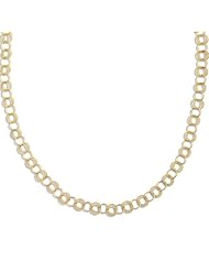 14K Yellow Gold 38" 11.45mm Alternate Round Tube Single Polish And Double Textured Long Link Fancy Necklace With Pear Shape Clasp
