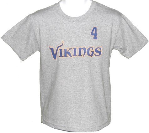 Youth Minnesota Vikings Grey Brett Favre #4 Name & Number Short Sleeve T-Shirt - S 8