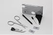 Travel Card Tool Kit with Flashlight, 3X Magnifier, Scissors, SIM card holder, Screwdriver, Ballpoint/PDA Pen and Can/Bottle Opener