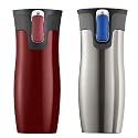Double Wall Vacuum Insulated Travel Mugs *(2 Pack ROSE RED and Stainless)*