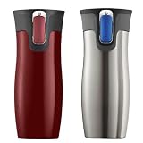 Double Wall Vacuum Insulated Travel Mugs *(2 Pack ROSE RED and Stainless)*