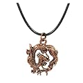 Chinese Dragon Pendant on 16-18" Black Thong - Antique Copper Finish - 2.5cm Long Pendant - Gift Boxed (P3)