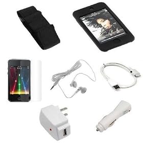 USB Data Cable + USB Car Charger + USB Home Charger + Black Rubber Silicone Skin Case +... by Bargaincell
