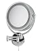 Danielle Revolving Wall-Mounted Lighted Mirror, Chrome, 10X