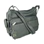 Genuine Leather Handbag with Cell Phone Holder & Many Pockets (Blue/Gray)
