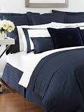 Ralph Lauren Glen Plaid King Flat Sheet White with Navy Cuff