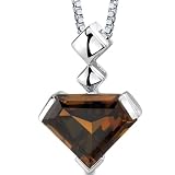 Superman Cut 6.25 carats Smoky Quartz Sterling Silver Pendant with 18 inch Silver Necklace and Free Shipping