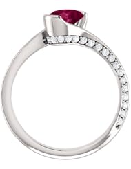 Platinum 7.00x5.00mm Oval Cut Rhodolite Garnet and Diamond Ring -- LIFETIME WARRANTY