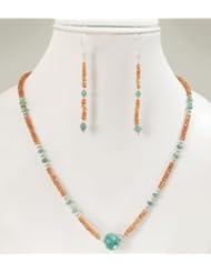 Single Strand Elegant Natural Faceted Emerald & Semi Precious Beaded Necklace with Free Earrings