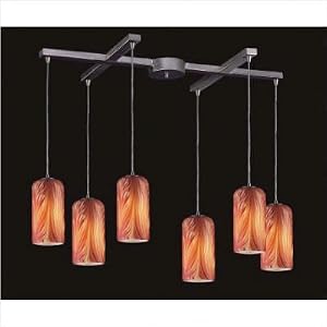 Molten Six Pendant Light in Satin Nickel Glass Type: Molten Lava