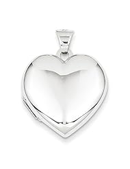 14k White Gold Polished Heart-Shaped Domed Locket. Metal Wt- 1.76g