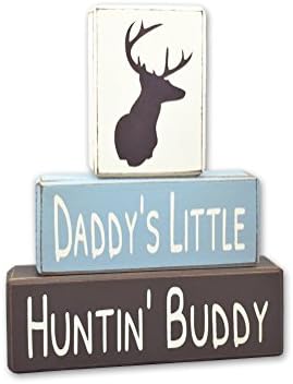 Hand painted stacking wood blocks Daddy's Little Hunting Buddy Rustic Country decor