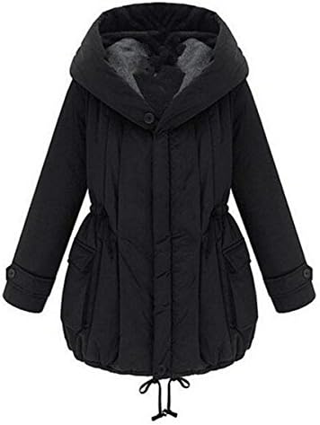 KingSo Women Winter Warm Hooded Zipper Quilted Parka Cotton Padded Jacket Thick Coat M