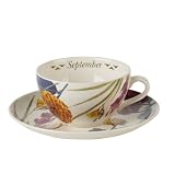 Spode Flowers of the Month Cup & Saucer 11 ounce - September (freesia, dahlia, rudbeckia)
