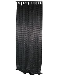2 Black Textured Silk Sari Drapes Curtains 108"