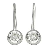 14K White Gold Bezel Set Round Diamond Earrings (0.09 ctw, G-H, SI1)