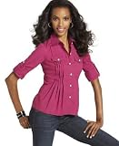 Style&co. Pleated Shirt with Cuffed Short Sleeves