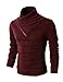 H2H Mens Casual Slim Fit Color Point Turtleneck Knit Pullover Sweater