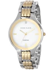 Anne Klein Womens AK/1489MPTT Diamond Dial Two-Tone Bracelet Watch