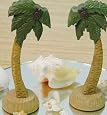 Set of 6 Carved Wooden Palm Trees for Tropical Beach Wedding or Party Decoration