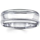 14K Wedding Band Women's 6MM Comfort Fit Braided Double Dome White Gold Ring For Size 5