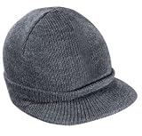 NEW District Threads - Knit Hat with Bill Heather Grey-OSFA