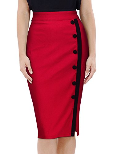 Missmay Women's Vintage Navy Style Split Side Wiggle Pencil Skirt