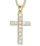 1 Carat Diamond-Gold Cross Pendant in 14k Yellow Gold