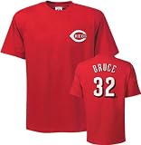 Jay Bruce Majestic Name and Number Red Cincinnati Reds T-Shirt - Medium