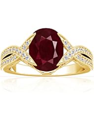 14K Yellow Gold Cushion Cut Ruby Fana Designer Ring