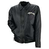 Ladie's Solid Genuine Leather Motorcycle Jacket with Patches