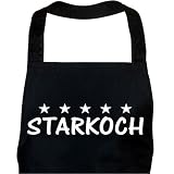 Sch�rze STARKOCH schwarz, Kochsch�rze, Latzsch�rze, Grillsch�rze, K�chensch�rze