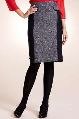Per Una Contrast Panel Textured Skirt [T62-3016H-S-LCTB]
