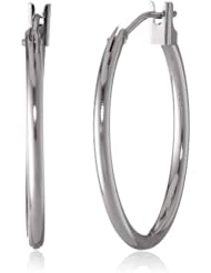 Duragold 14k White Gold Hoop Earrings, (0.9" Diameter)