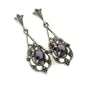 Marcasite AMETHYST Filigree Sterling Silver Earrings