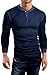 Grin&Bear Slim Fit Henley with Contrast Stitching T-Shirt, Long Sleeve, Navy, M, GB145