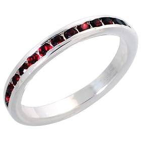 Sterling Silver Eternity Band, w  July Birthstone, Ruby Crystals, 1 8 (3mm)... by 