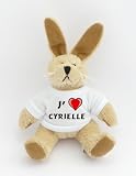 Lapin peluche porte-clé avec J'aime Cyrielle