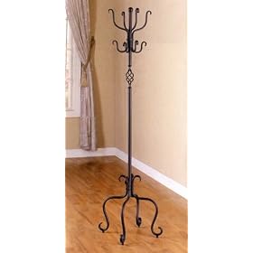 Black Finish Metal Coat & Hat Rack