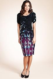 Abstract Print Pleated Shift Dress